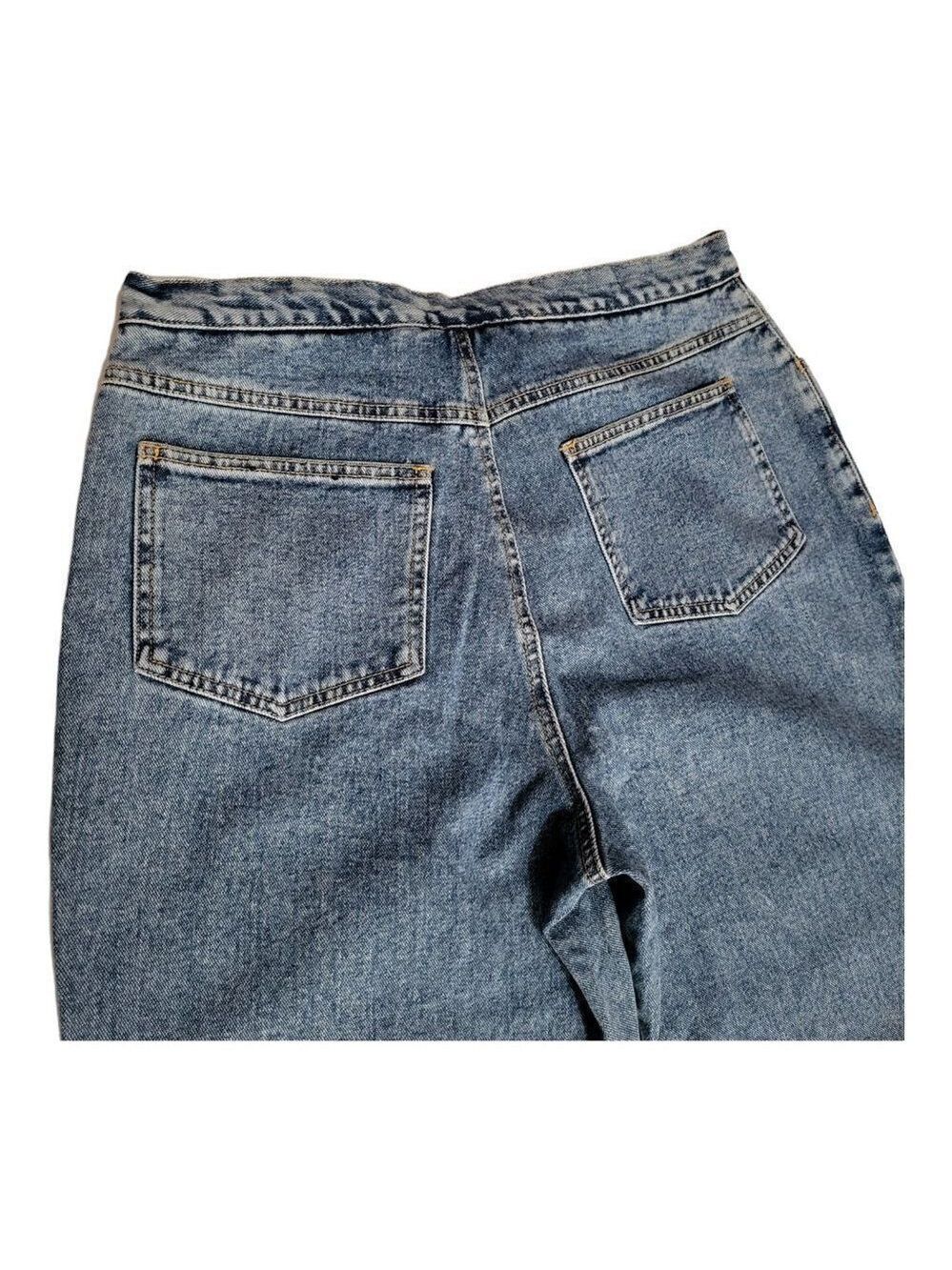 𝅺NEWPORT News Jeanology High Rise Mom Jeans Blue Denim Tie Closure Size 14 - Picture 6 of 9